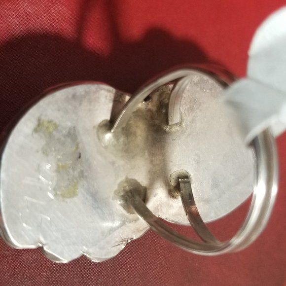 Antique Navajo Ring Size 7 Sterling Turquoise - Picture 9 of 10